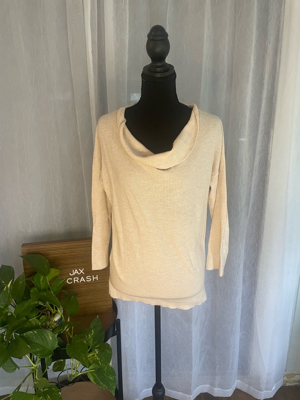 Ann Taylor Factory Cream Cowl Neck Sweater